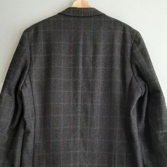 MANUEL RITZ Unlined Elbow Patch Blazer Jacket Grid Check Gray Men's Sz 40 R - Picture 9 of 15